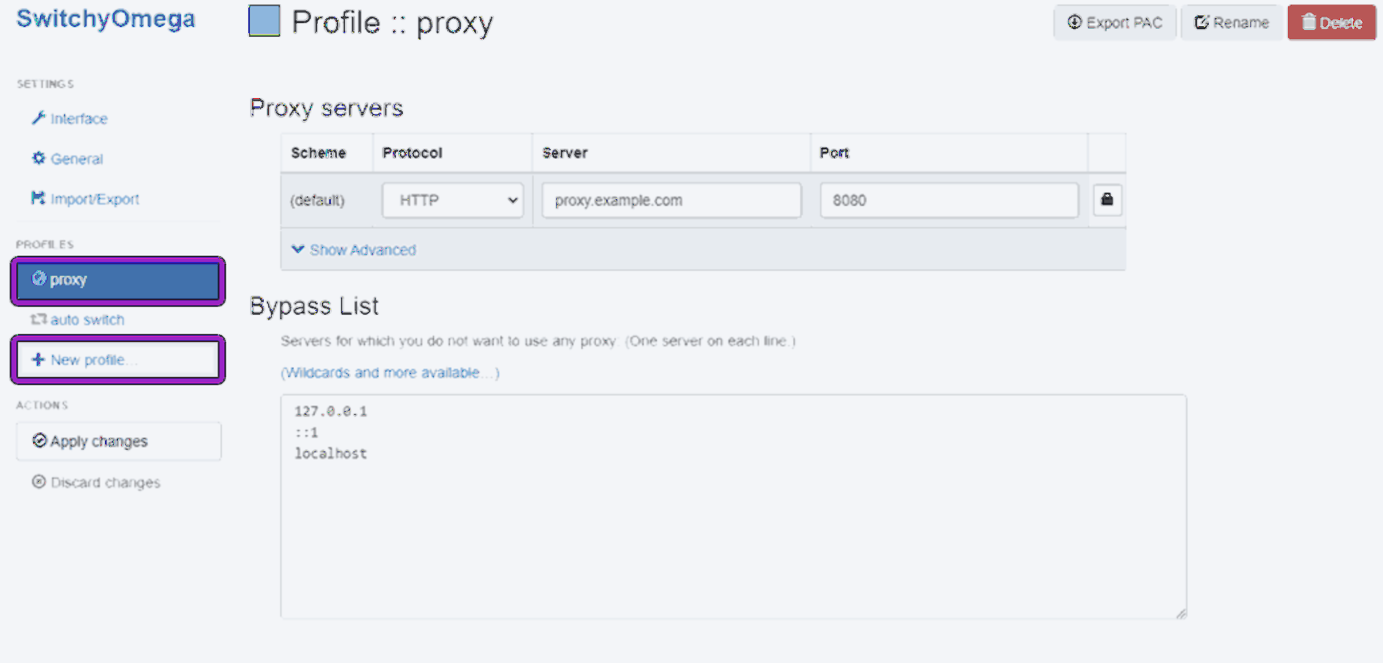 Proxy server dashboard