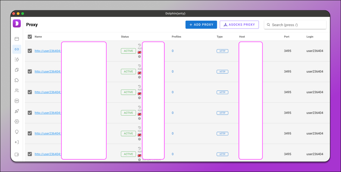 Dolphin add proxy