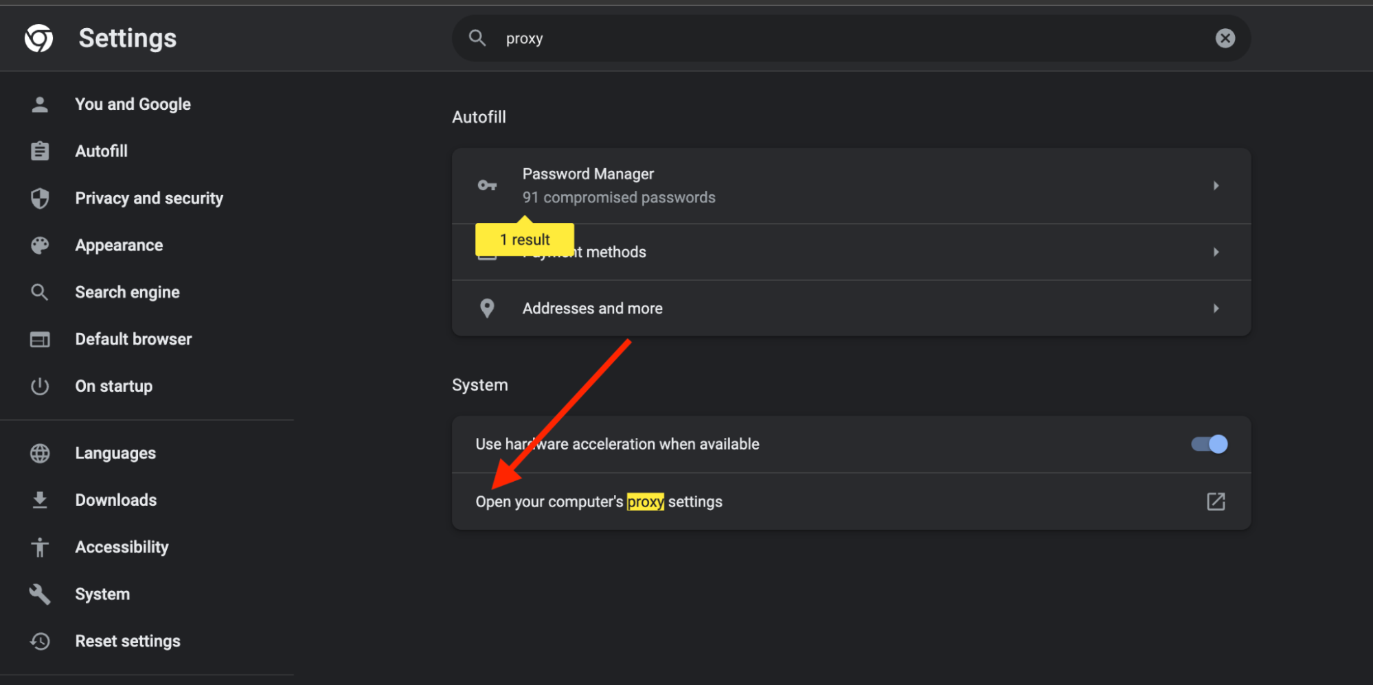 macOS network proxy settings
