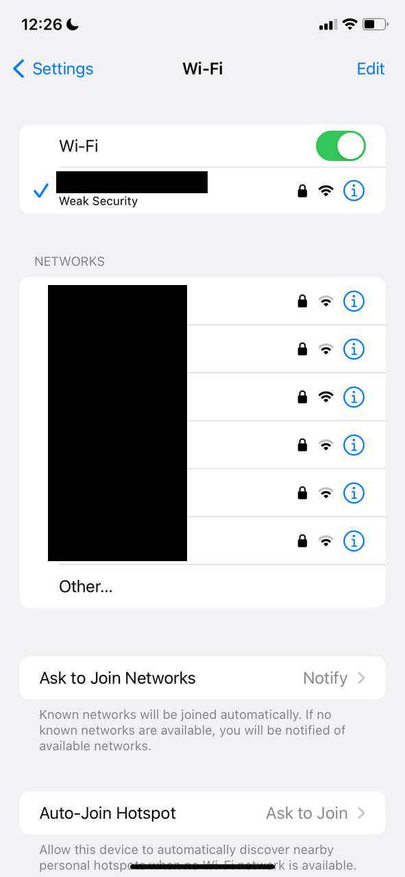 iPhone Wi-Fi proxy settings