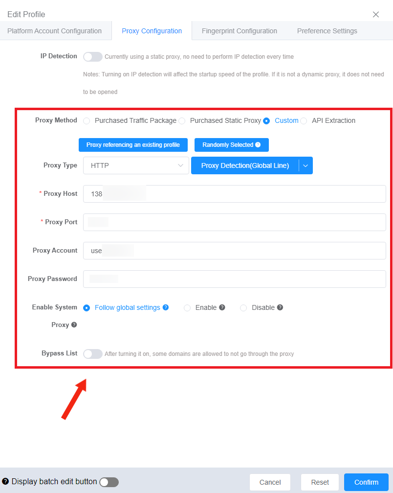 set up proxy in iXBrowser
