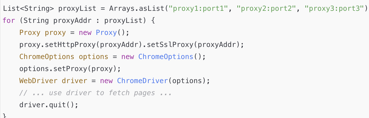 Selenium setting proxy