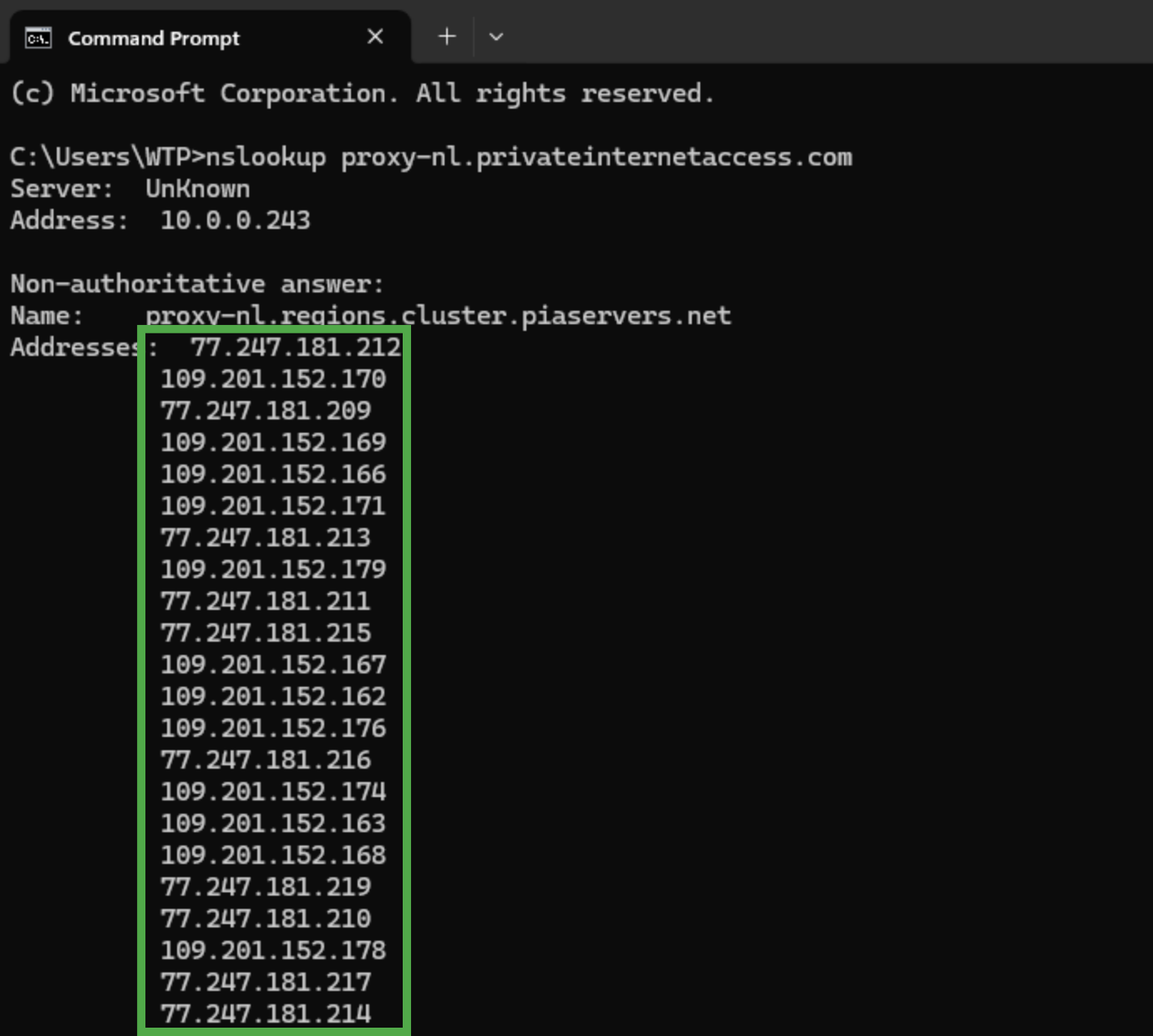 Private Internet Access proxy settings