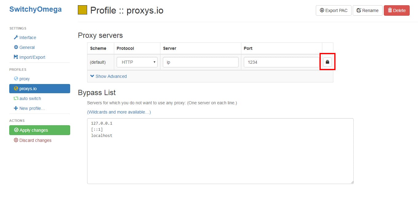 Google Chrome Proxy Settings