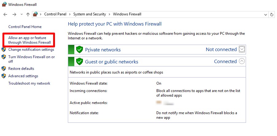 firewall in the windows 10