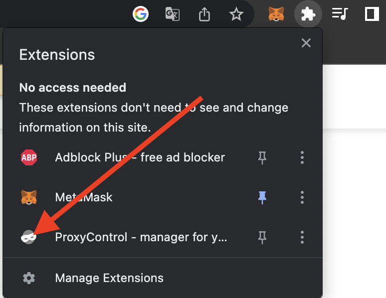 proxycontrol settings extension