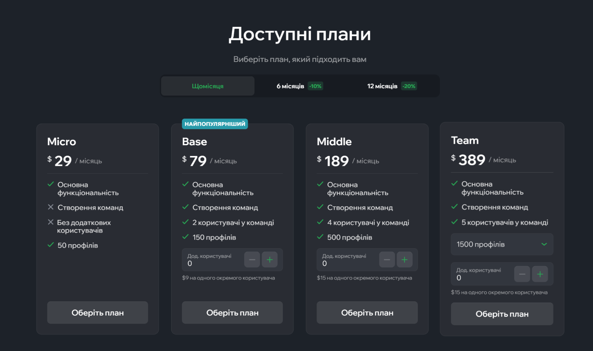 vision тарифнi плани