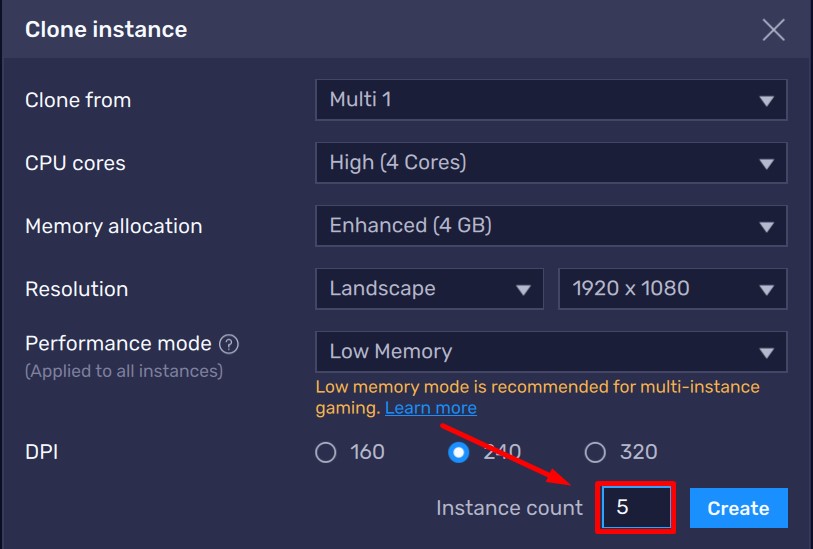 instance setting