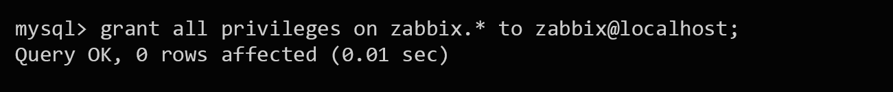 Zabbix set up database