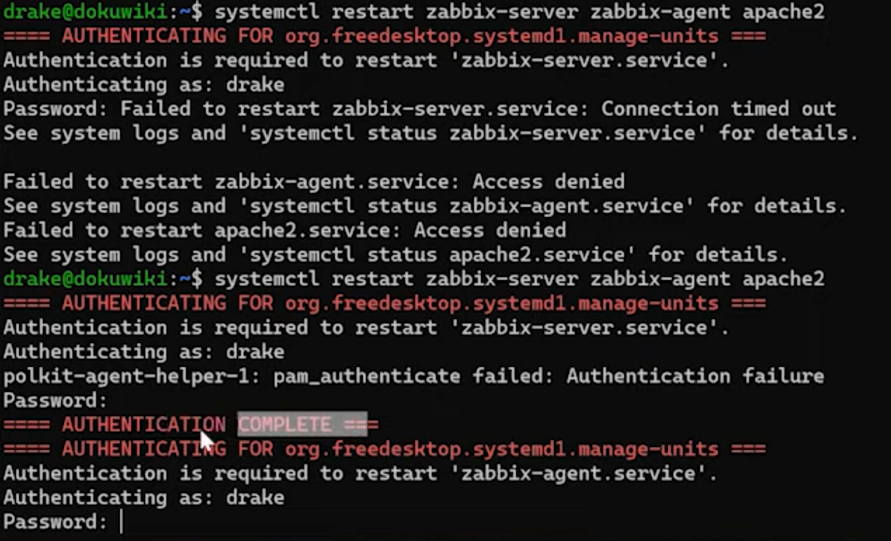 Zabbix database configuration